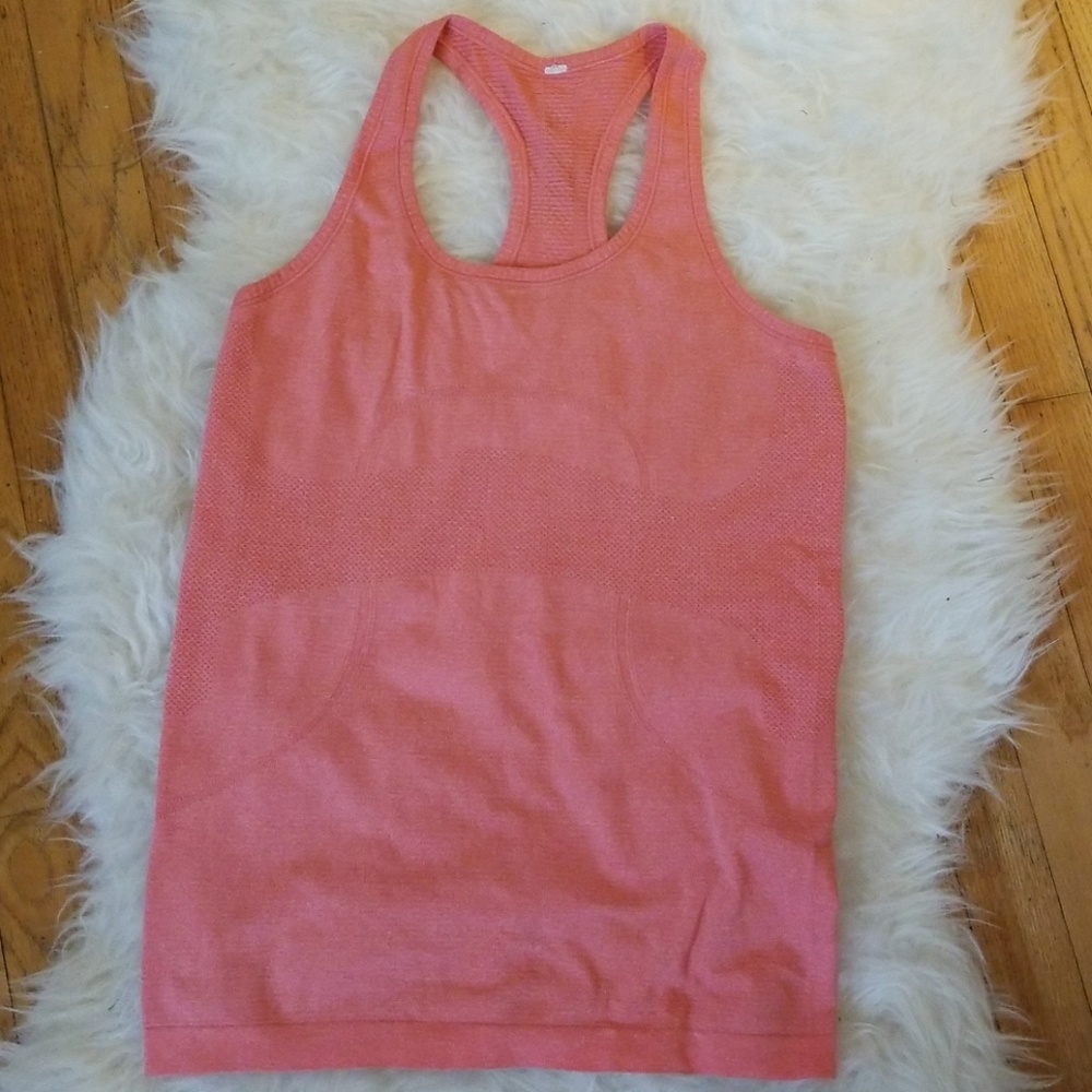 Lululemon Swiftly Tech Heathered Coral Tank EUC 8